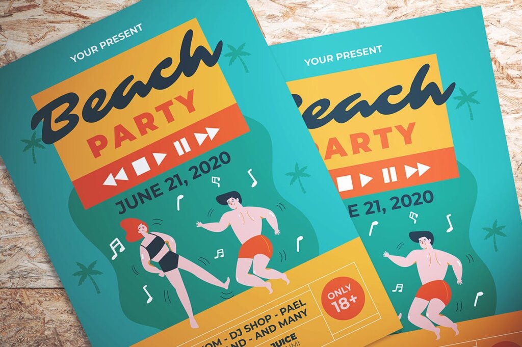 沙滩派对海报宣传单素材模板Summer Beach Party Flyer VNSLJ64插图1