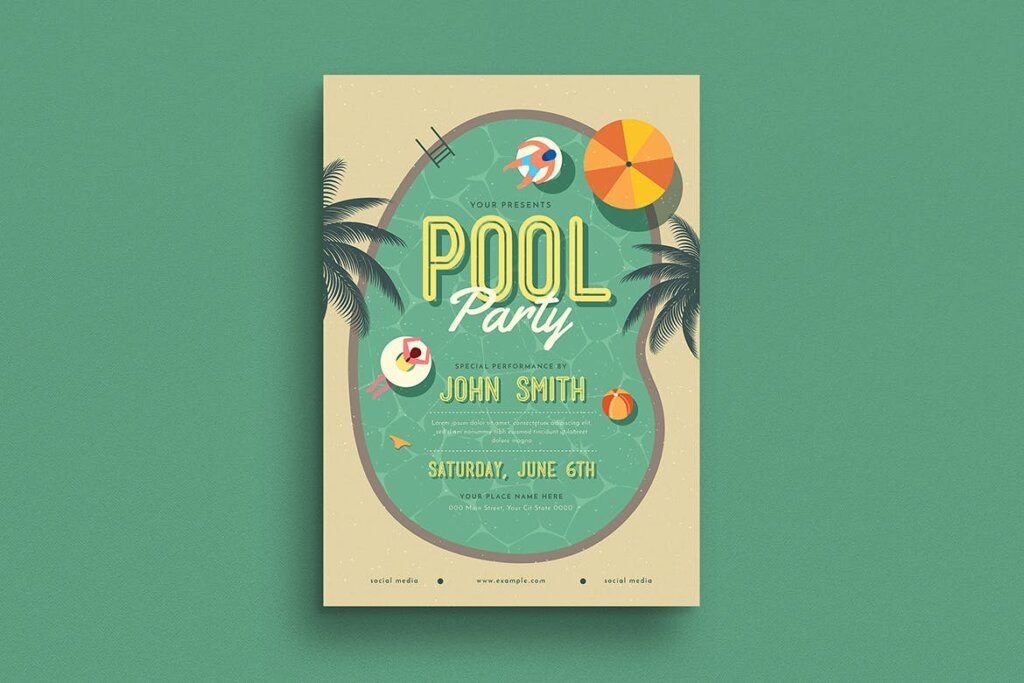 夏季活动派对传单海报模版素材Summer Pool Party Flyer插图1