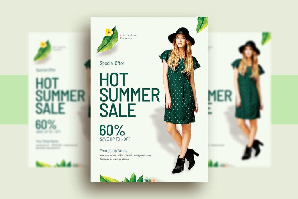 夏日女性服装促销海报传单模板素材下载Summer Promotional sales Flyer Poster V 2插图1