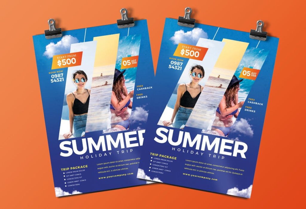 夏日旅游海报宣传单素材模板Summer Travel Flyer ZGDVMG插图1