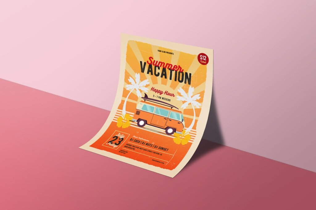 暑假假传单/海报传单模版素材Summer Vacation Flyer Poster