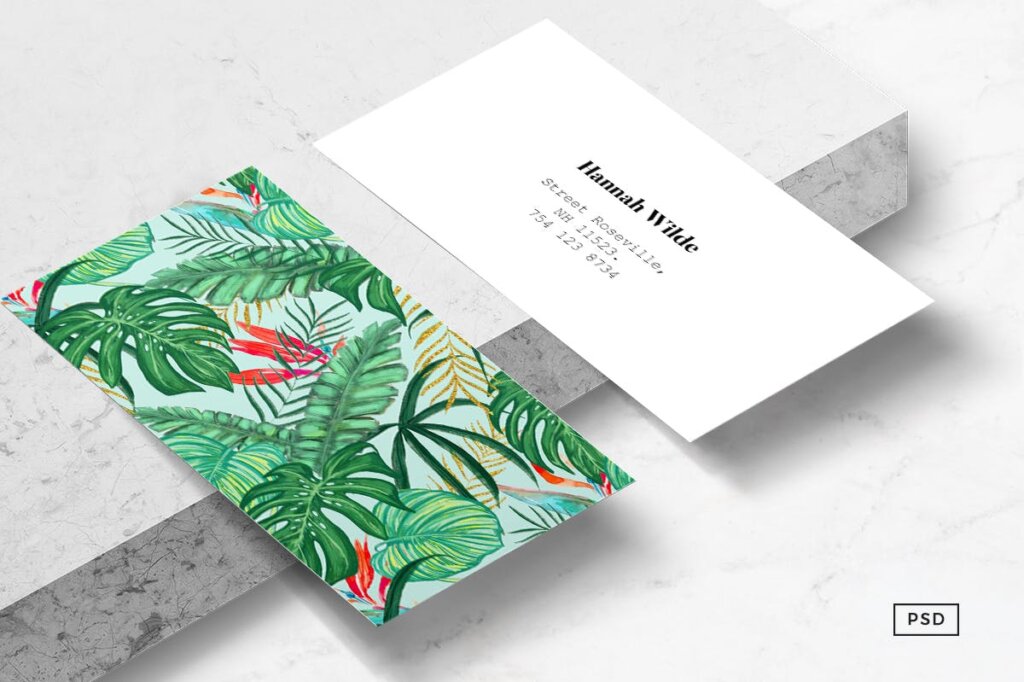 简约环保名片艺术个人品牌产品宣传名片模板素材下载The Tropics Business Card Template插图1