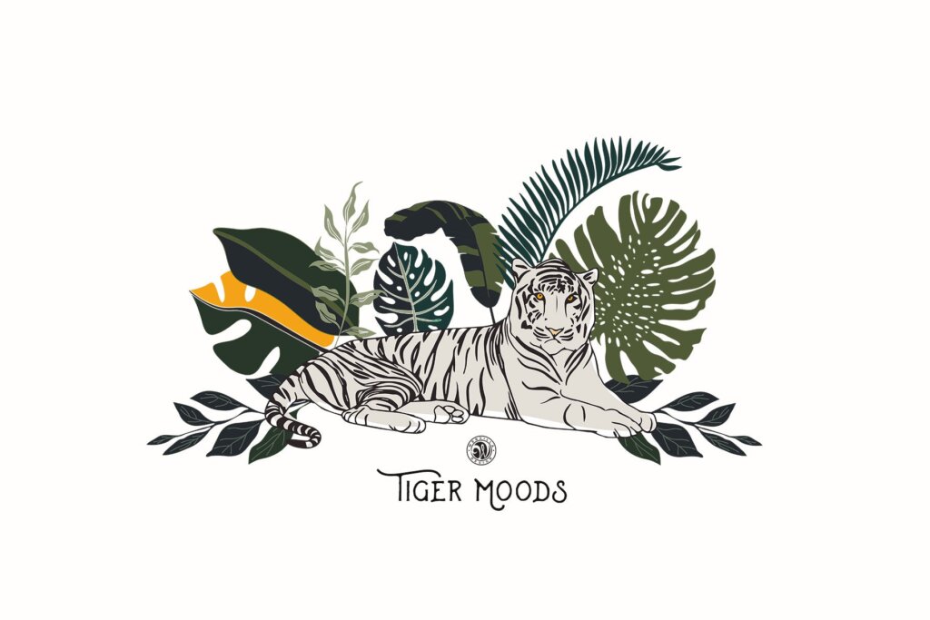 老虎动物和花卉剪贴画装饰图案纹理素材下载Tiger Moods F5YYN4插图1