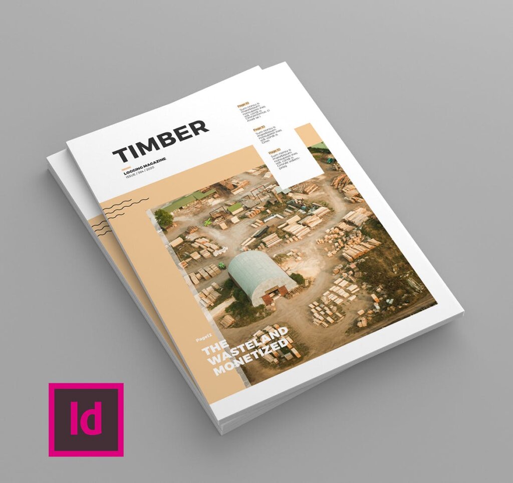 高端木材森林杂志手册模板素材下载Timber Magazine Template插图1