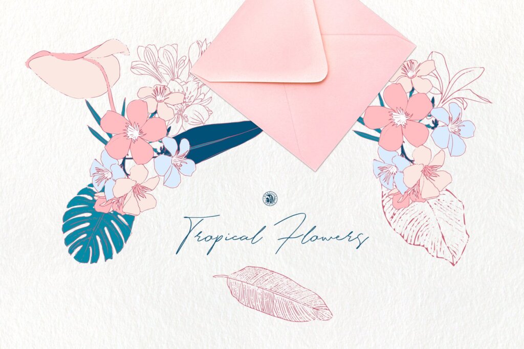 热带花卉插花装饰图案纹理素材下载Tropical Flowers插图1