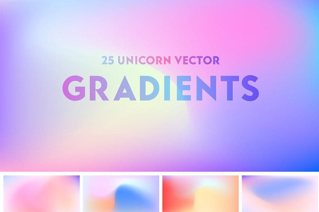 25个渐变颜色风格场景插图下载Unicorn Vector Gradients Colorful Background插图1