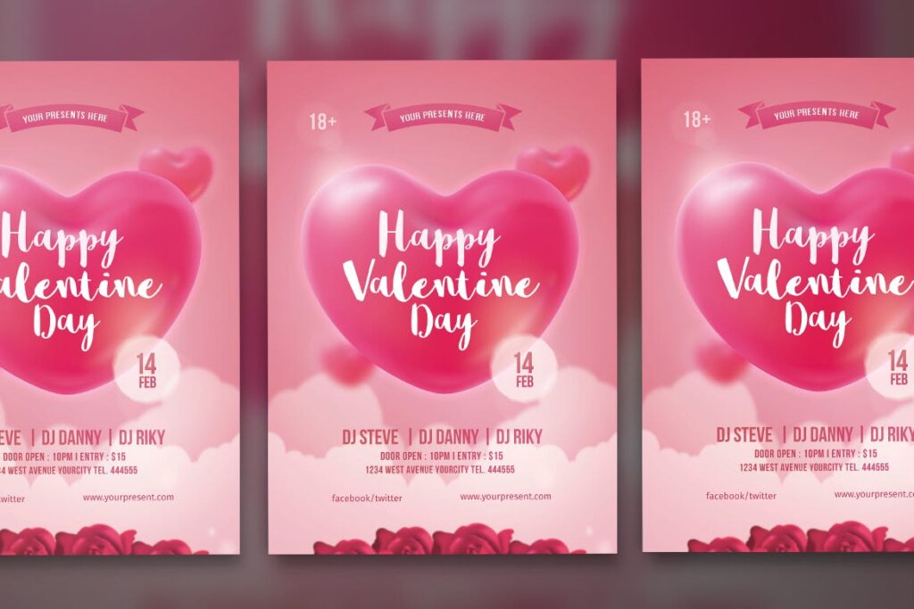 情人节相亲活动传单模版Valentine day Flyer插图1