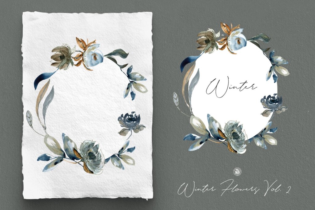 冬季花花手工制作的插图图案素材模板下载Winter Flowers Vol. 2插图1