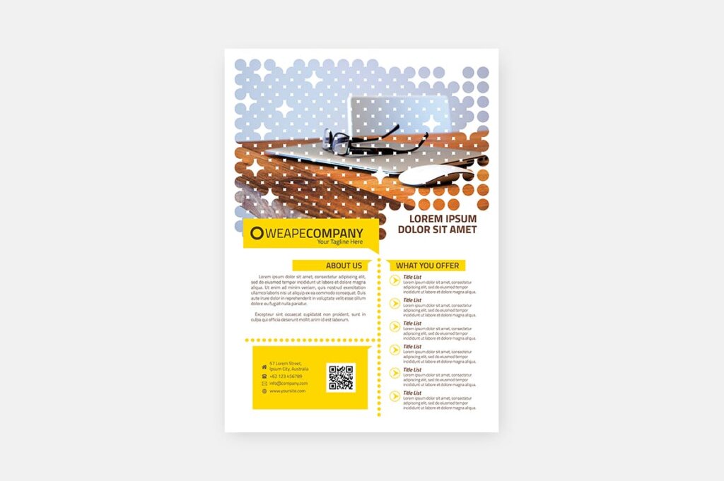 简约企业商务传单海报模板素材下载Yellow Multipurpose Business Flyer插图1