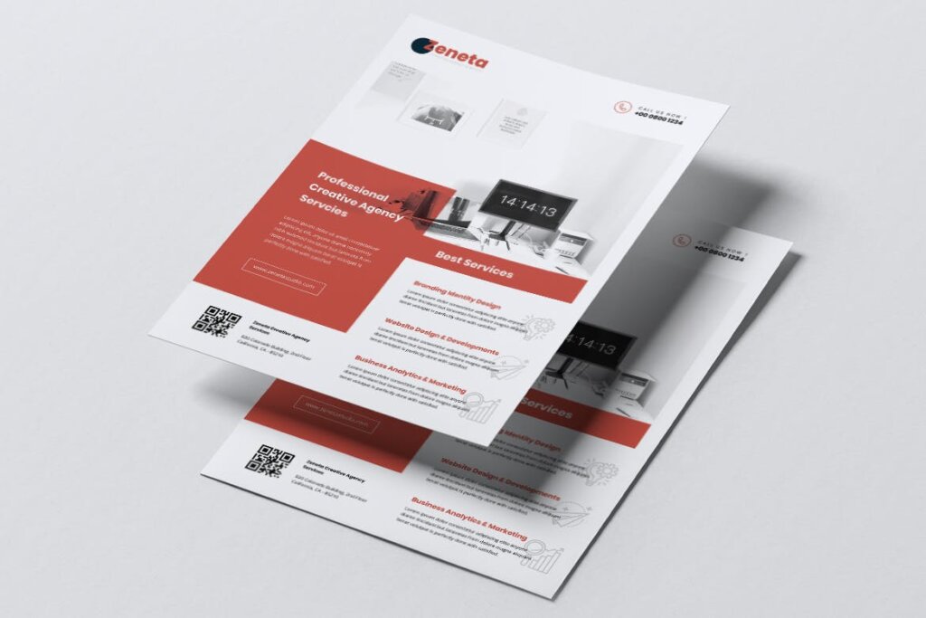 创意机构企业介绍招聘传单和名片模板素材ZENETA Creative Agency Flyer Business Card插图1
