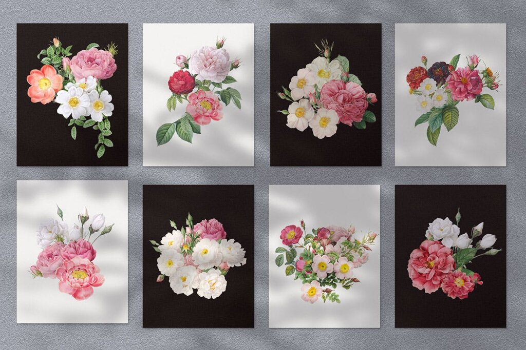 艺术相框装饰图案/电视背景墙画框装饰图案素材模板下载24 Colorful Flower Bouquets Collection插图2