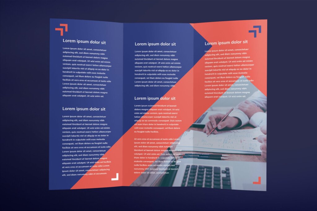 红色几何拼图横幅折页模板素材下载Accountancy Firm Brochure Trifold插图2