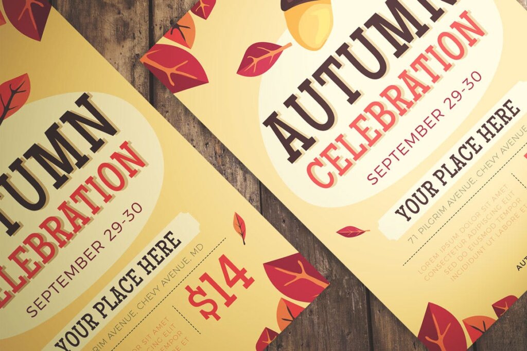 简约文艺秋天庆祝传单海报Autumn Celebration Flyer 9AZZX2插图3