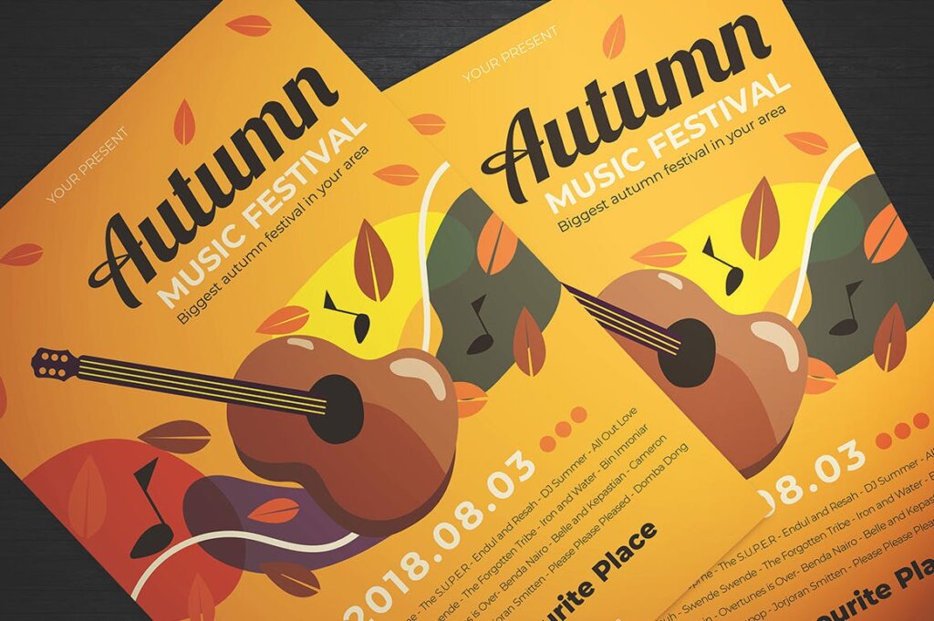 丰收季秋季音乐节传单海报模版素材下载Autumn Music Festival Flyer插图2
