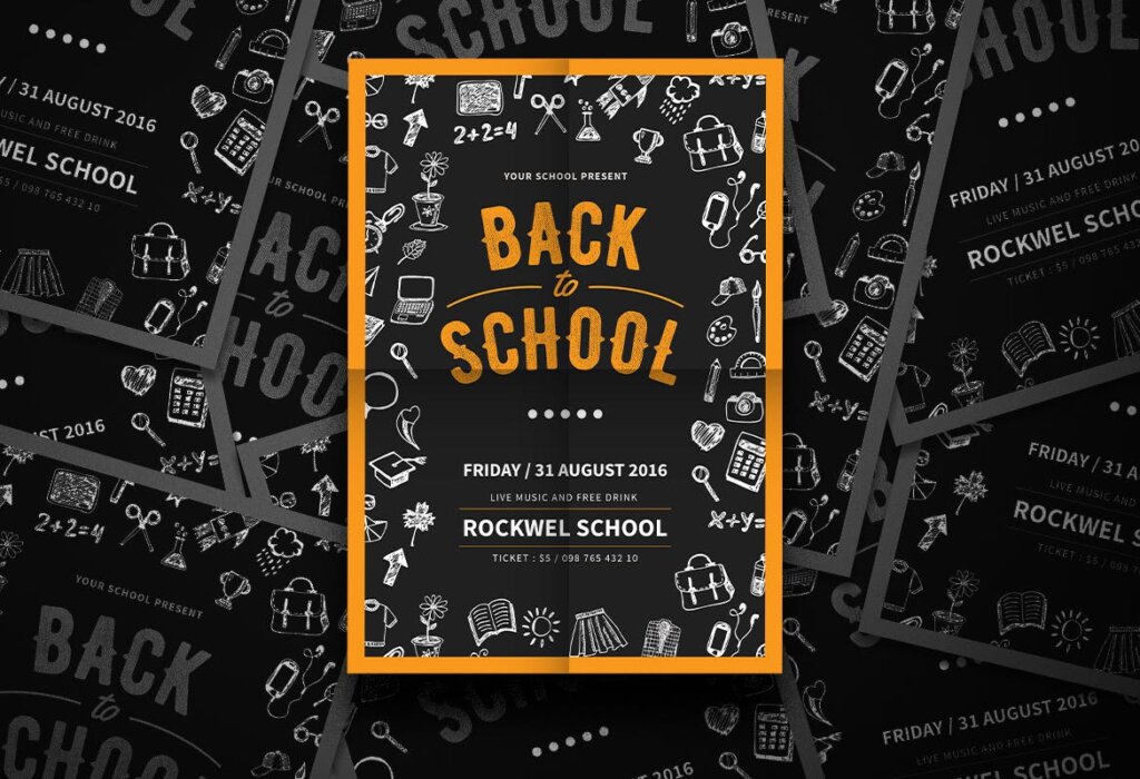 返校海报宣传单素材模板Back to School Flyer EGFVGR插图1