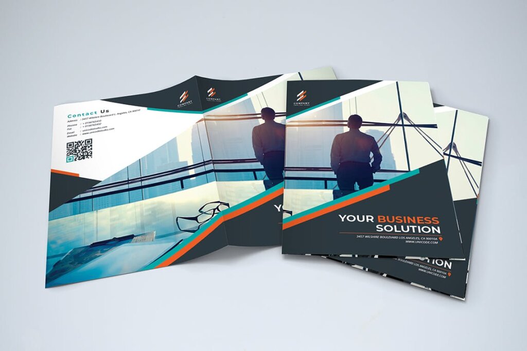 商务宣传册/企业产品介绍三折页印刷品模板素材下载Bifold Business Brochure插图2