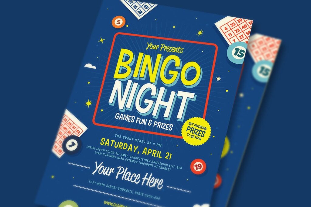 矢量扁平化插图素材模版传单海报下载Bingo Night Event Flyer插图2