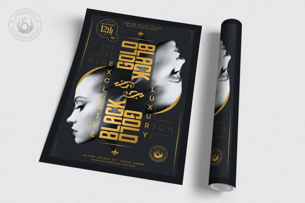 黑色和金色艺术展览传单模板海报模版素材下载插图2