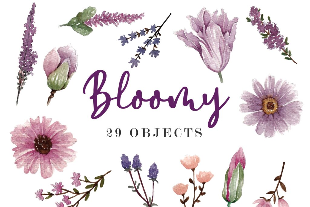 婚礼设计布艺装饰图案/布料装饰图案素材下载Bloomy Watercolor Collection插图2