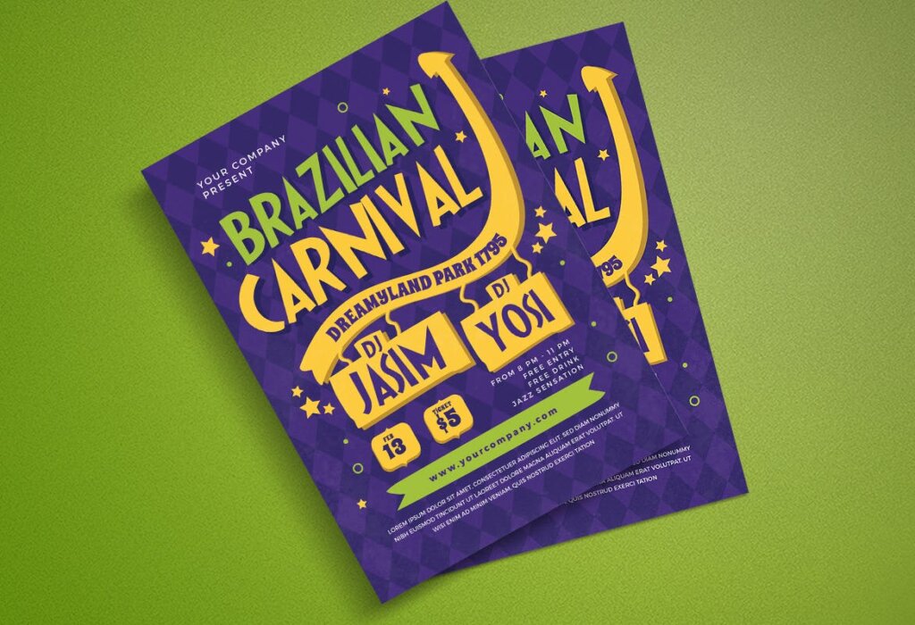 狂欢节海报传单模版素材下载Brazilian Carnival Flyer插图2