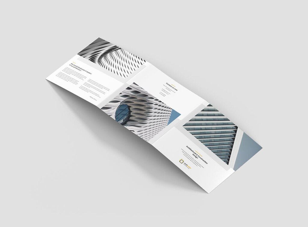工业建筑设计工作室产品宣传折页模版素材下载Brochure Architect Tri Fold Square插图2
