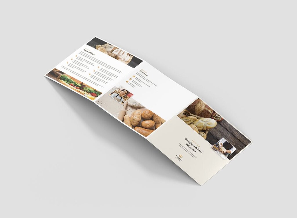 西式面包房菜单折页模版素材下载Brochure Bakery Tri Fold Square插图2