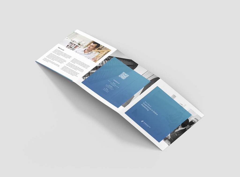 在线营销在线培训品牌宣传印刷品三折页模版素材下载Brochure Creative Marketing Tri Fold Square插图2