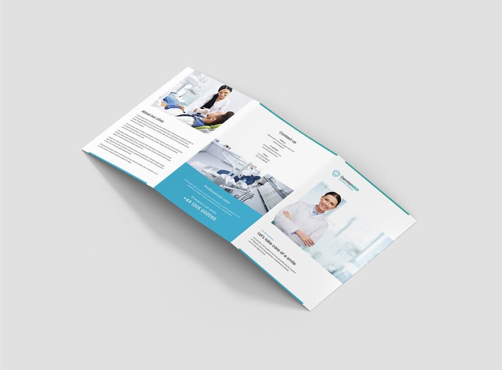 医疗口腔医学折页模板素材下载模板素材下载Brochure Dentist Tri Fold A5插图2