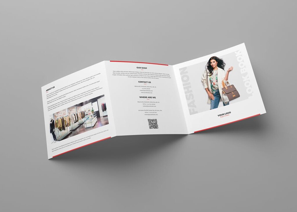 服装大促销宣传折页模版素材下载Brochure Fashion Look Book Tri Fold Square插图2
