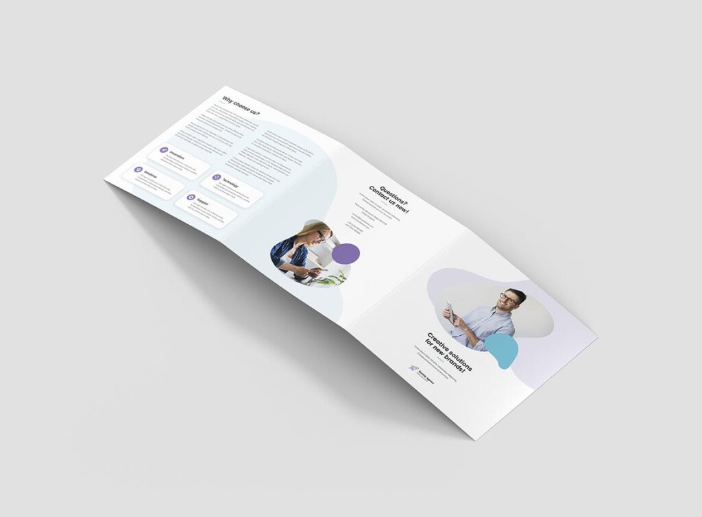 创意工作室三折页企业品牌宣传产品介绍模版素材下载Brochure StartUp Agency Tri Fold Square插图2