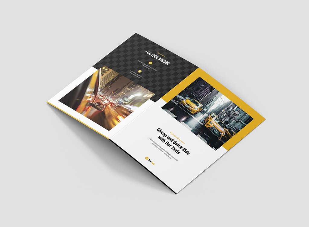 出租车传单客运物流货运建筑折页模板素材下载Brochure Taxi Cab Bi Fold插图2