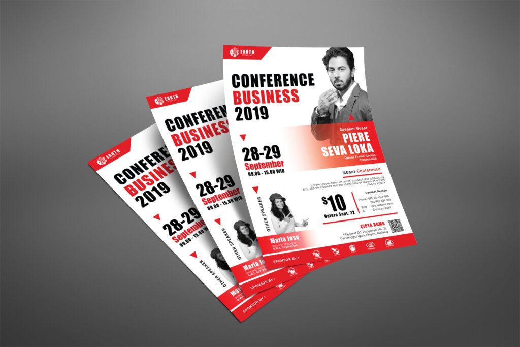 领导会议/研讨会海报传单企业促销海报传单模板素材下载Business Conference Seminar Poster插图1