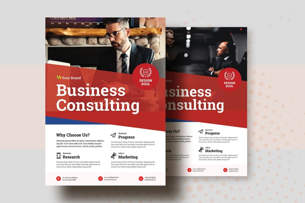 红色商务宣传市场营销模板素材下载Business Consultation Flyer Template V 6插图1