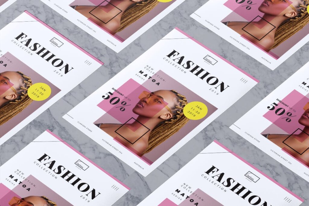 时尚行业传单海报模版素材下载CLARISSA Fashion Collection Flyer插图2