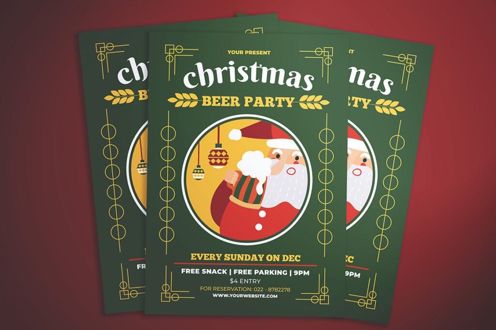 圣诞啤酒派对传单海报模板素材下载HBMB015插图2