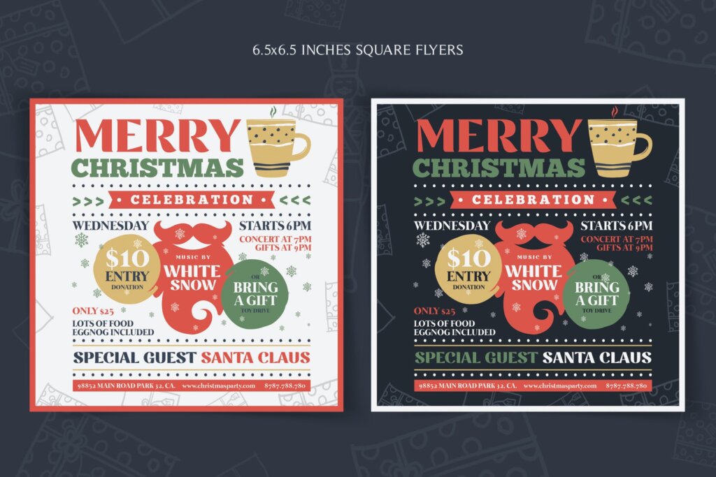 平安夜圣诞节活动派对传单海报模板素材下载Christmas Flyer Template Vol.1插图2