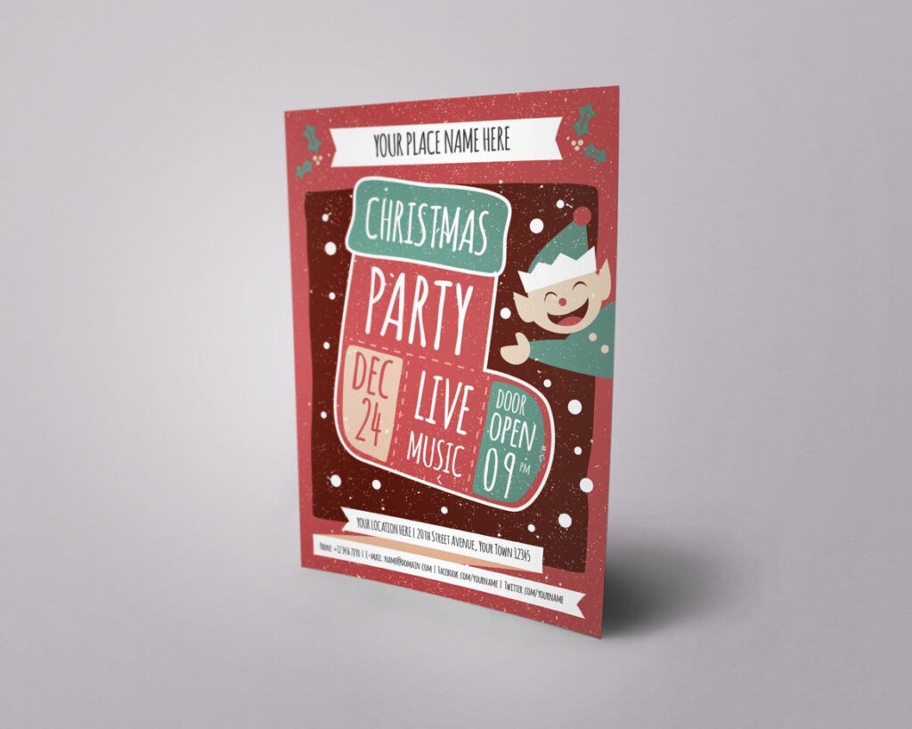 圣诞节派对宣传单海报模版素材下载Christmas Kids Party Flyer插图2