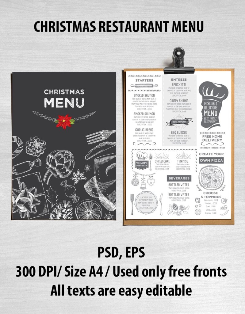 圣诞菜单餐厅模板/圣诞节活动排队传单印刷品模版素材下载2RBA2H插图2