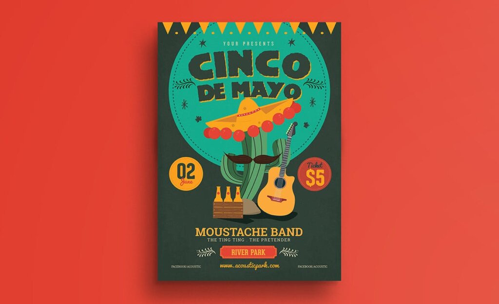 吉他音乐爱好者聚会传单模版素材下载Cinco De mayo flyer NC7PHH插图2