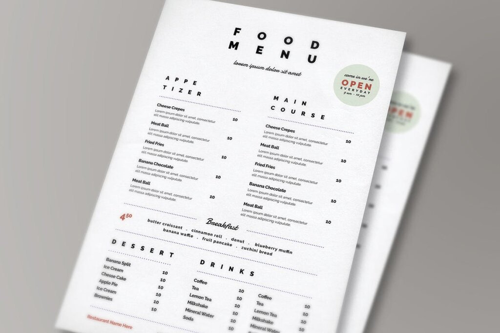 美食料理高档餐厅美食菜单模板素材下载Clean Simple Food Menu插图2