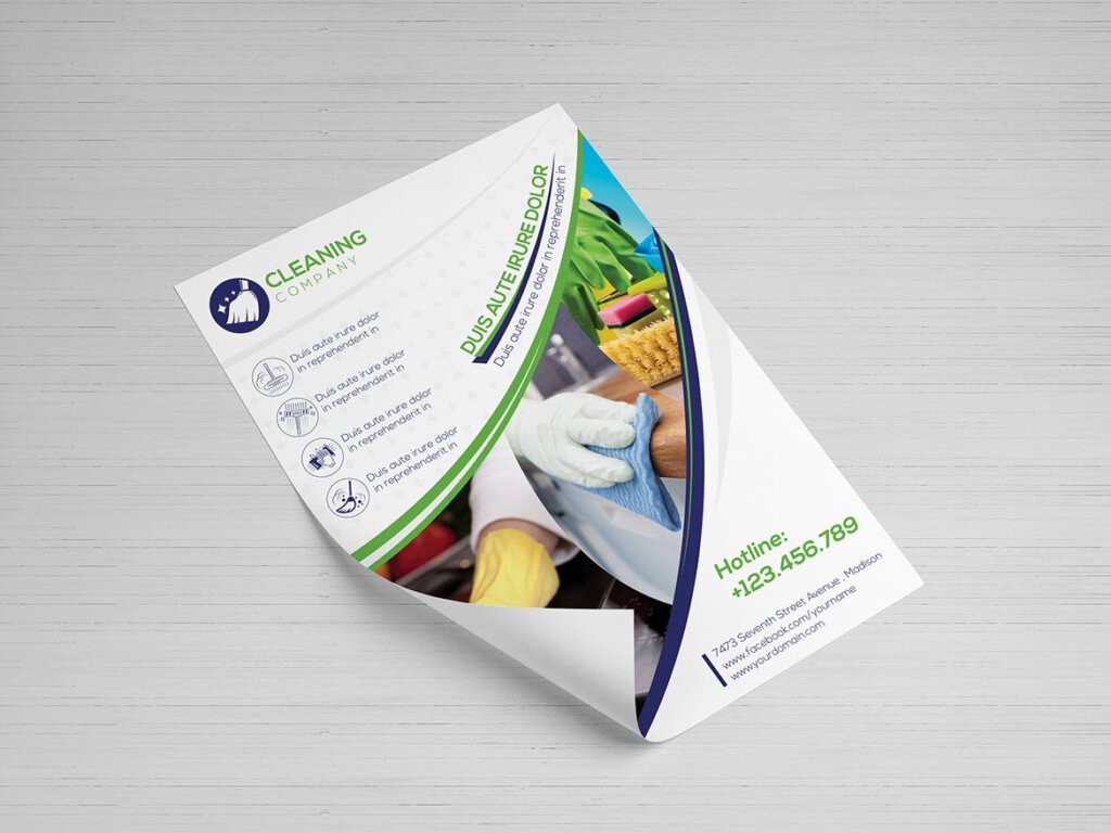 农副产品绿色有机食品海报传单模板素材下载Cleaning Company Flyer Template插图2