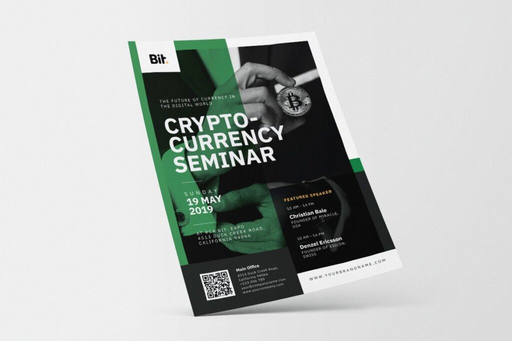 数字加密货币研讨会AI和PSD传单海报模板素材下载Crypto Currency Seminar AI and PSD Flyer Vol 1插图2