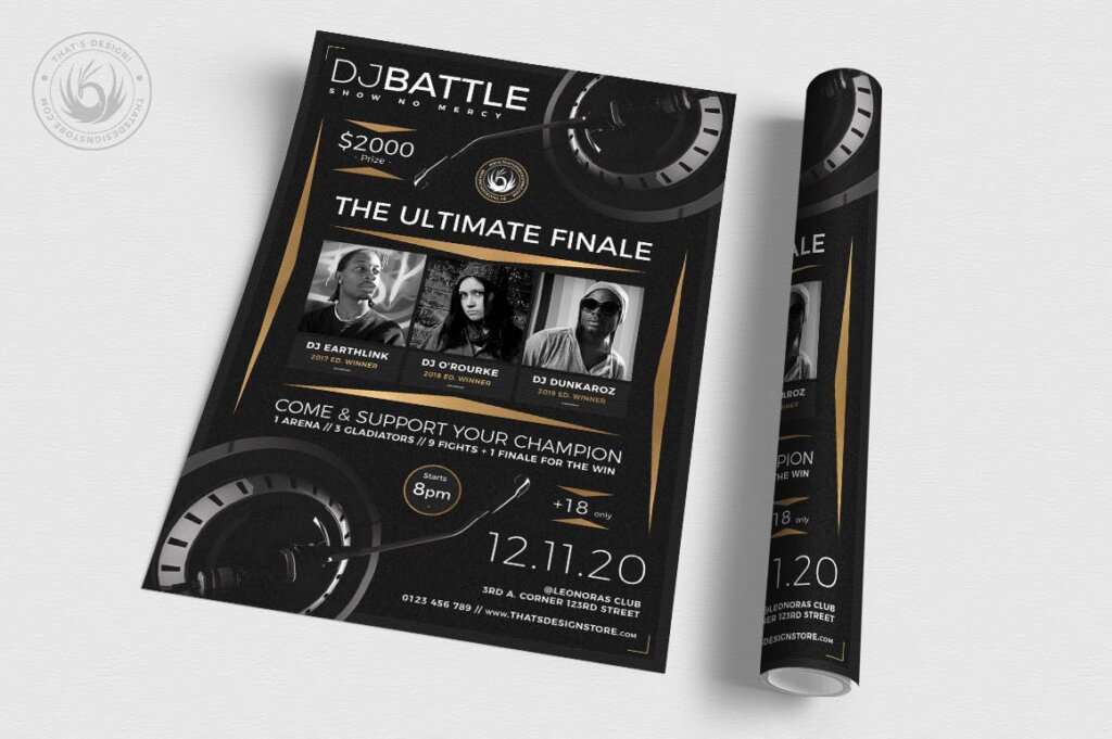 摇滚音乐海报传单模版素DJ Battle Flyer Template V6插图2