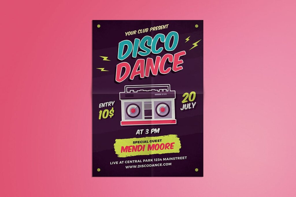 精致文艺迪斯科舞蹈海报传单模板素材下载Disco Dance Poster Flyer插图2