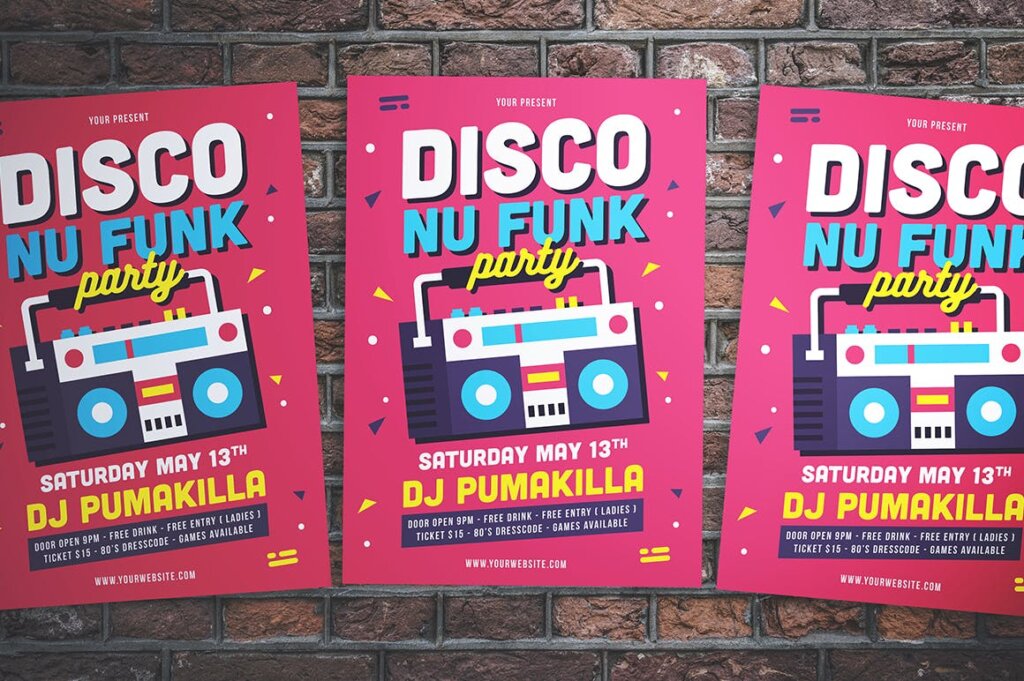 迪斯科音乐派对活动传单海报模板素材Disco Nu Funk Party Flyer插图2