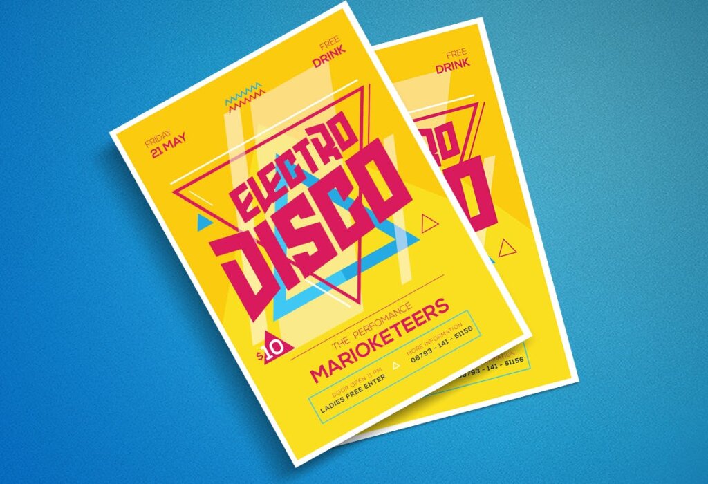 电子摇滚音乐活动派对传单模板素材下载Electro Disco Flyer XM4G2D插图2