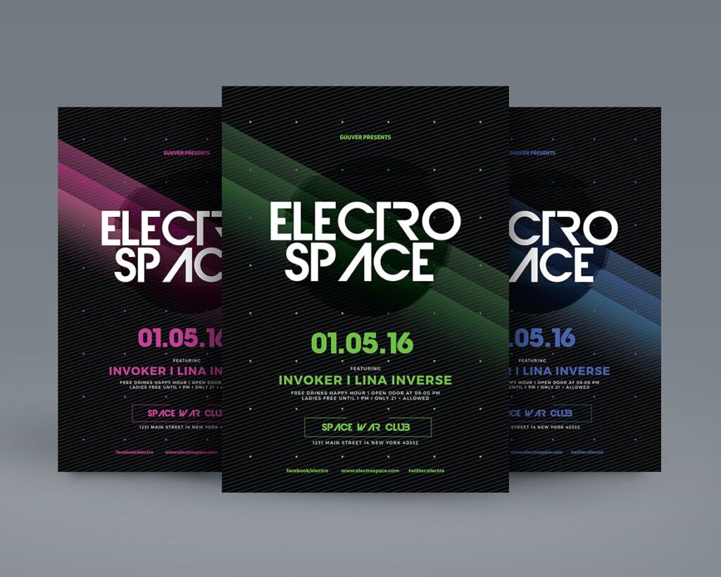 电子音乐海报传单模版素材Electro Space Sound Flyer插图2