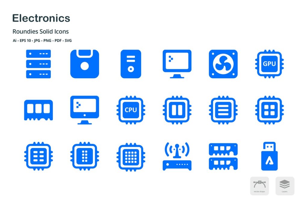 电子设备剪影系列图标源文件下载Electronics Roundies Solid Glyph Icons插图2