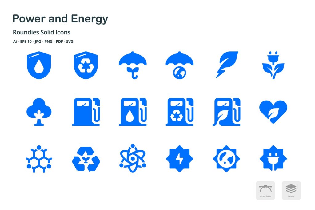 环保节能表示系列创意剪影图标源文件下载Energy and Power Roundies Solid Glyph Icons插图2