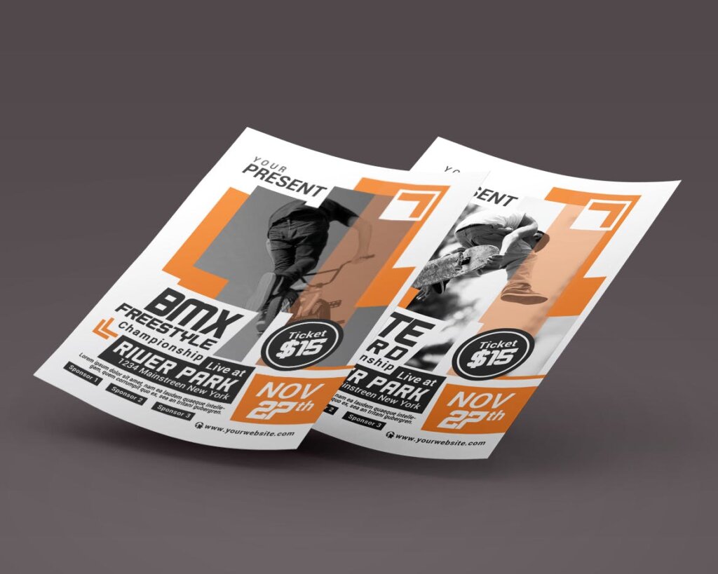 骑车车手宣传活动海报传单模版素材Extreme Sport Competition Flyer插图1